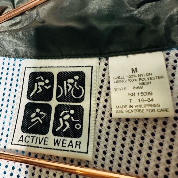 Vintage Activewear 90s Windbreaker Purple Blue Hooded Drawstring Jacket Size M - Picture 5 of 7